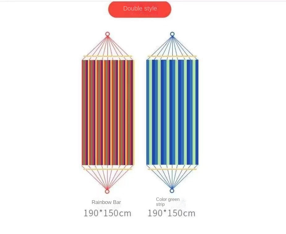 Striped Outdoor Hammock โ Heavy Load Bearing (Fits 2 People)