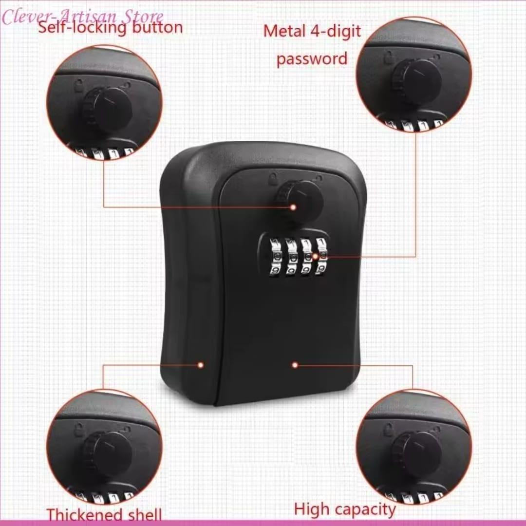 Wall-Mounted Key Lock Box ā 4-Digit Combination Safe