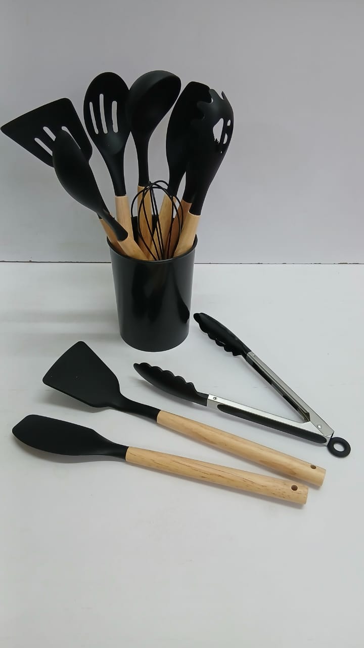 12 in 1 Premium Cooking & Serving Spoons Set With Holder