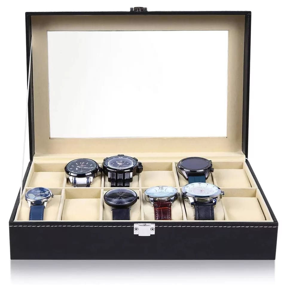 12-Slot Watch Organizer / Storage Box ā Black