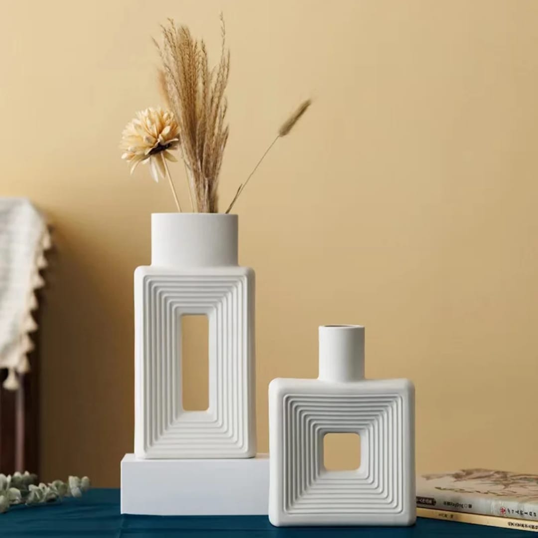 Resin Square Decorative Vase Set