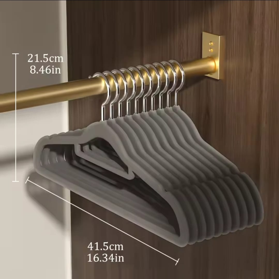 10pcs Velvet Non-Slip Hangers with Tie Bar