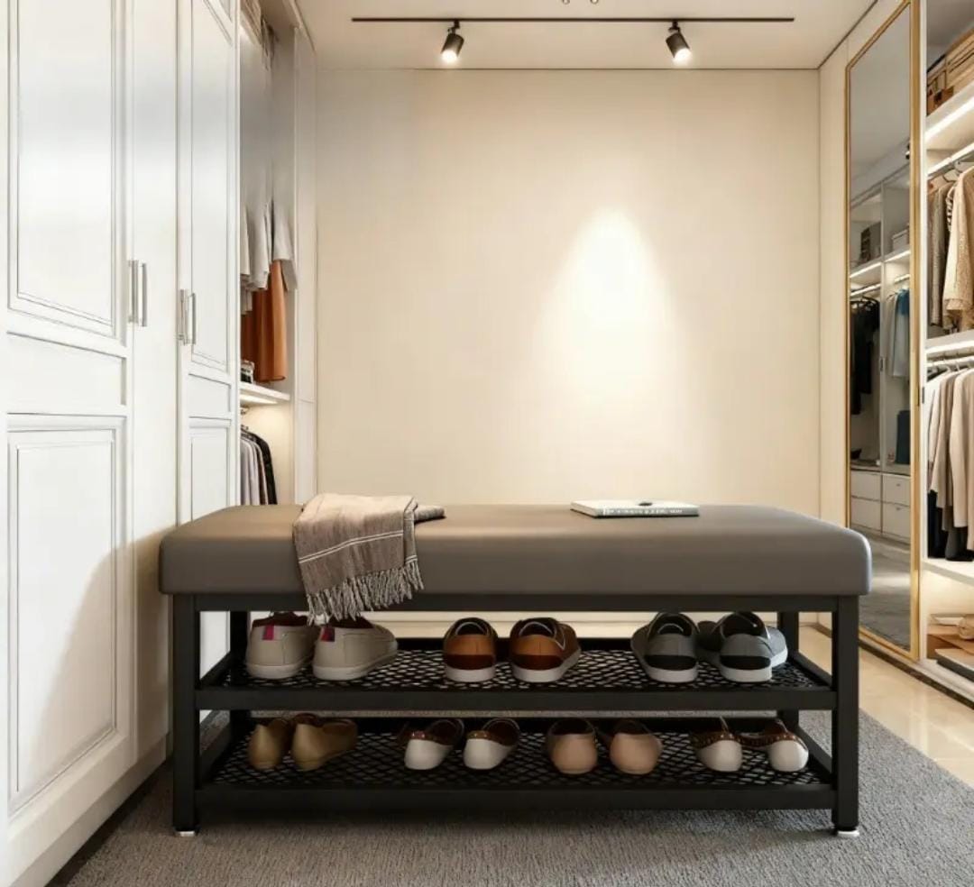 Entry Way Shoe Rack with Padded Seat