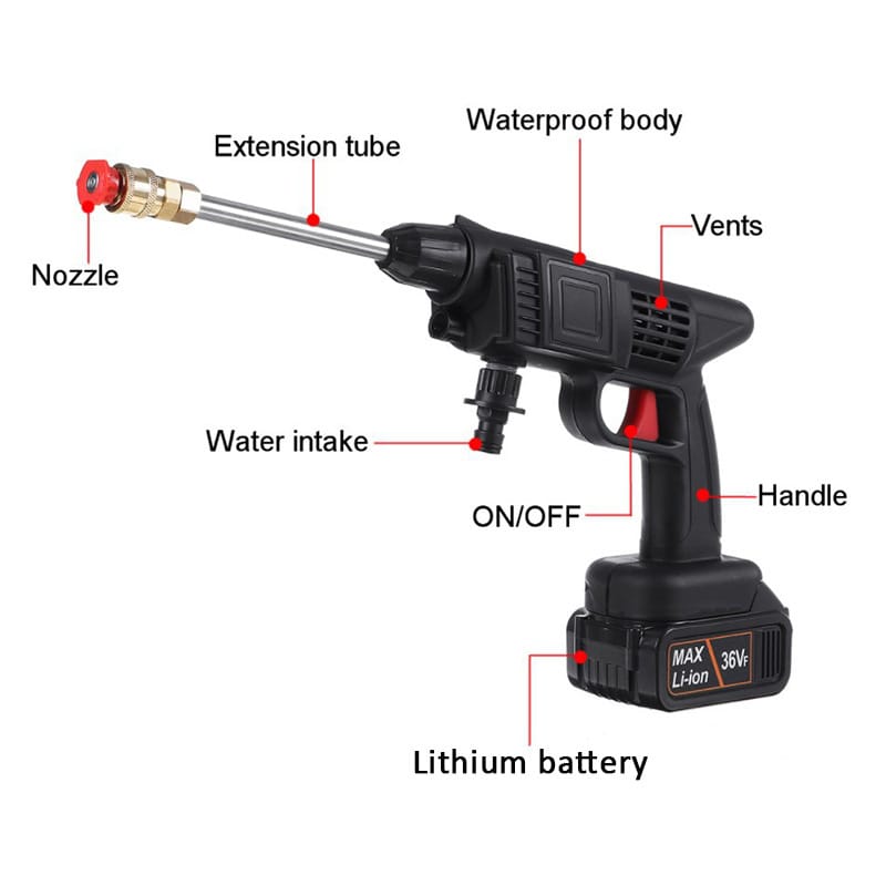 Wireless High Pressure Car Wash Water Gun