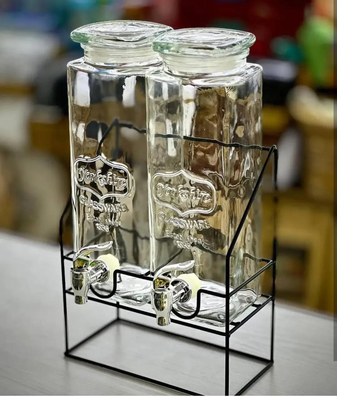 2-Pack Mason Jar Style Glass Beverage Dispenser Set