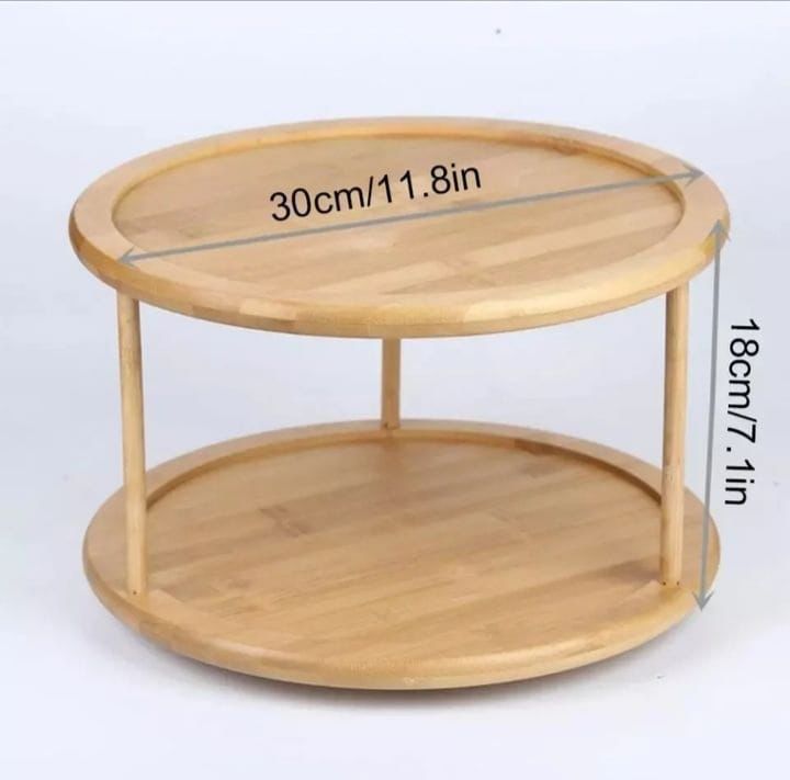 2-Tier Bamboo Rotating Spice Rack