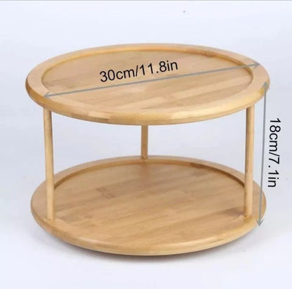 2-Tier Bamboo Rotating Spice Rack