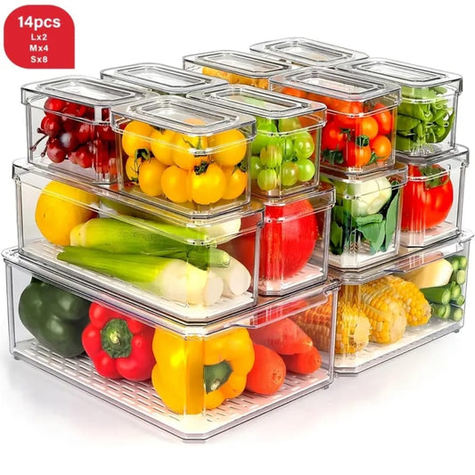 14pcs Stackable Fridge Storage Organizer
