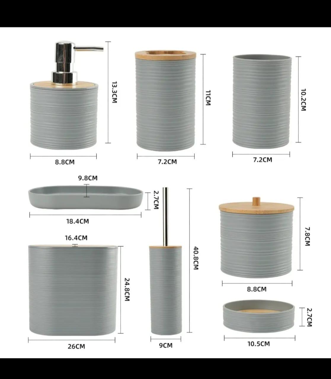 8-Piece Luxury Bathroom Accessories Set with Bamboo Lids