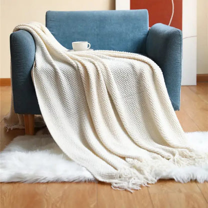 Knitted Tassel Throw Blankets