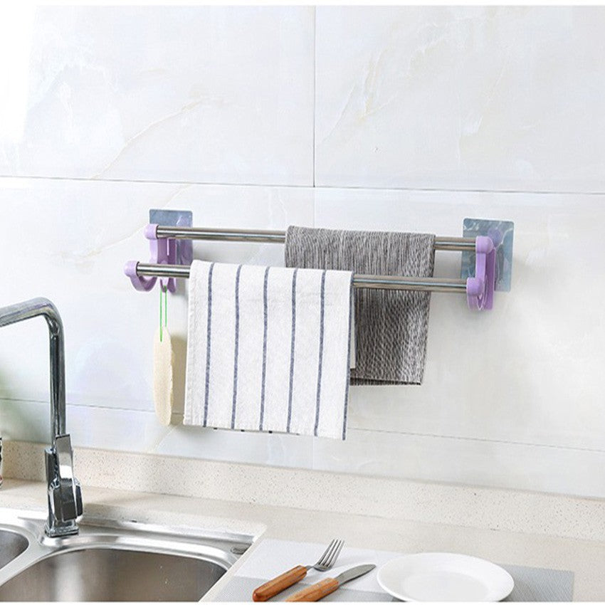 54cm Self-Adhesive Double Pole Towel Holder