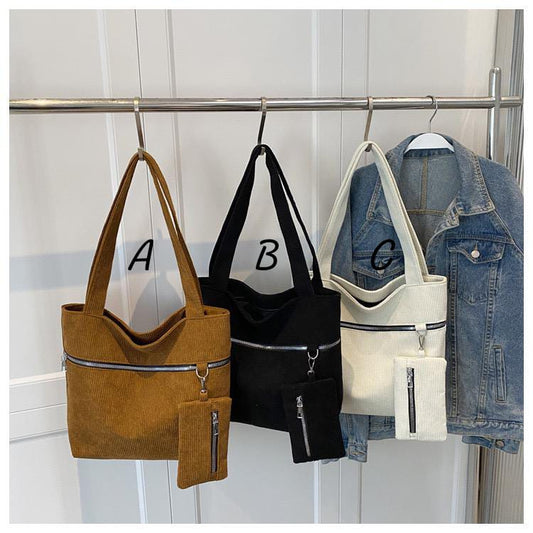 Casual Corduroy Shoulder Bag