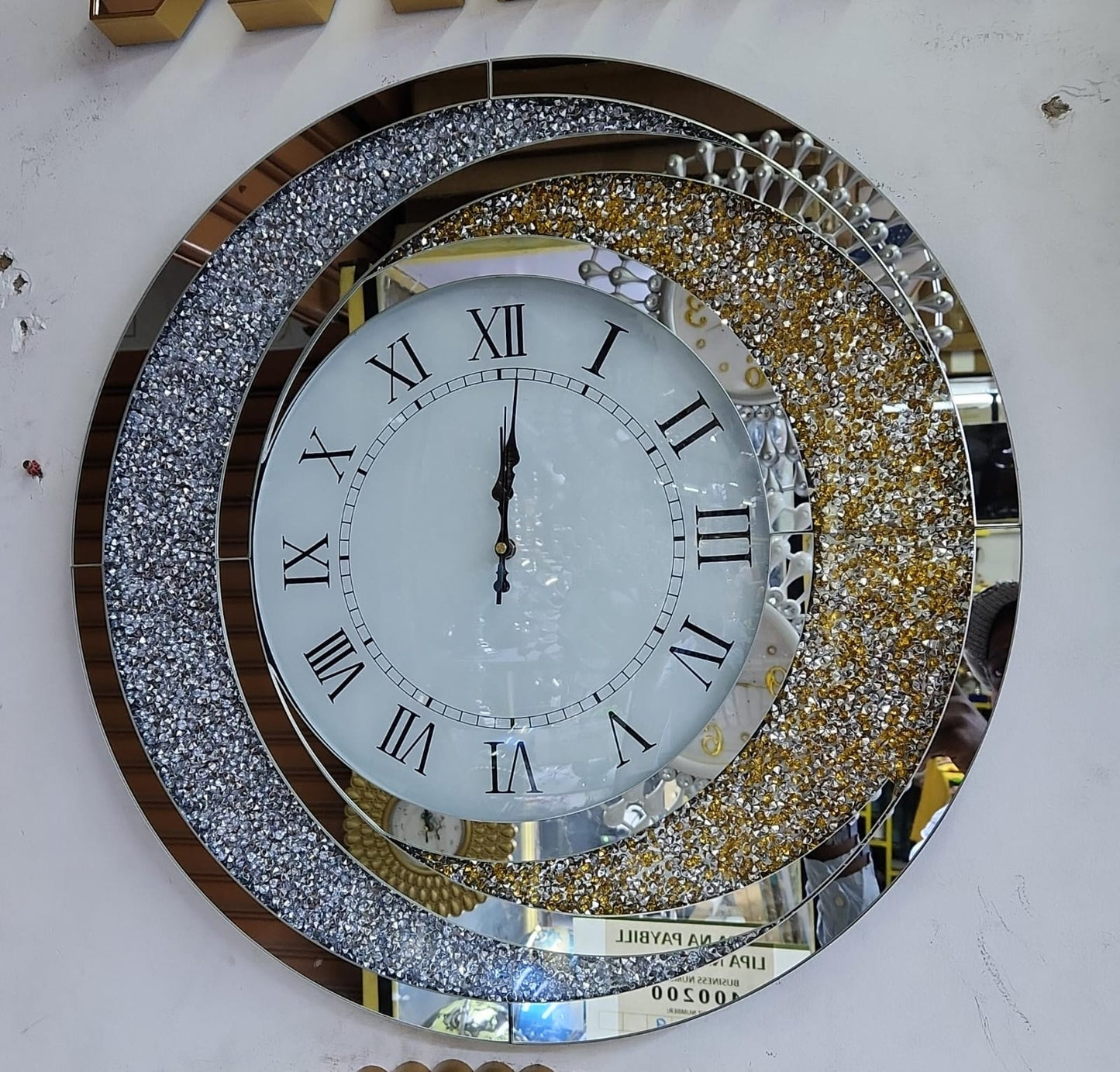 60cm Crystal Sparkle With Crushed Gold & Silver Diamond Glass