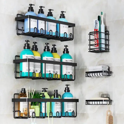 6pcs Shower Caddy Shelf – Bathroom Organizer with Adhesive Stickers