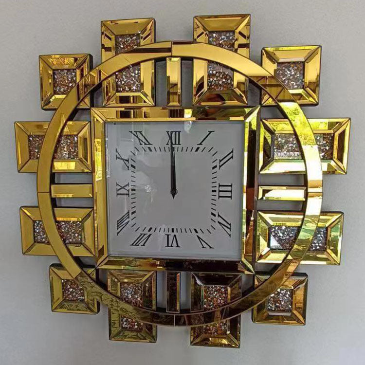 Classy Mirrored Crystal Wall Clock