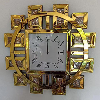 Classy Mirrored Crystal Wall Clock