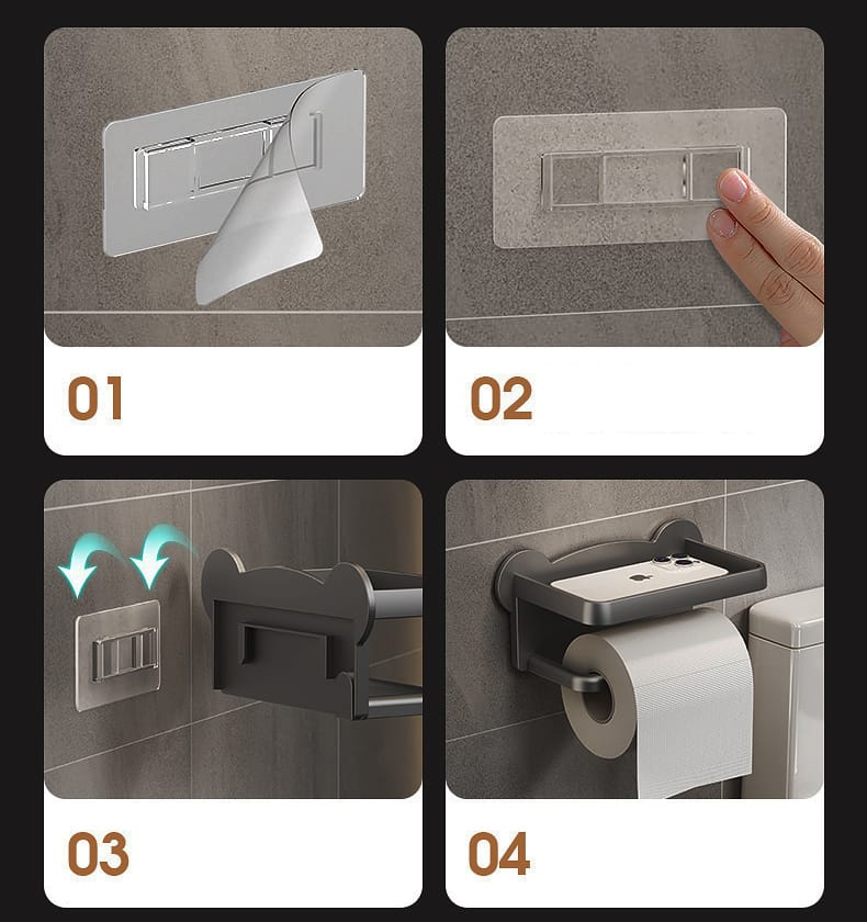 Punch-Free Wall Mounted Tissue & Storage Rack