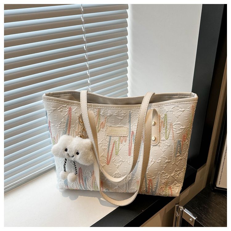 Stripped Cloud Tote Bag With Teddy Charms