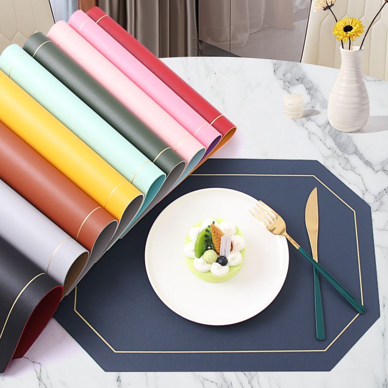 6Pcs Double-Sided PU Leather Nordic Style Antislip Table Mats