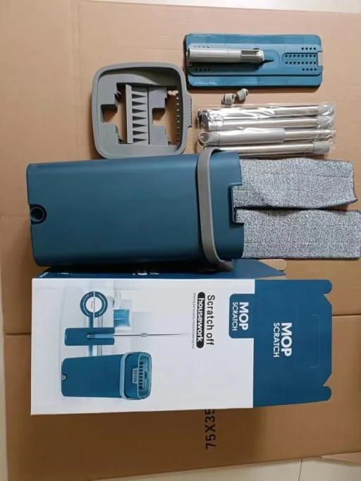 Big Bucket Flat Vertex Self-Squeeze Mop with Hand-Free Wringing & Microfiber Mop