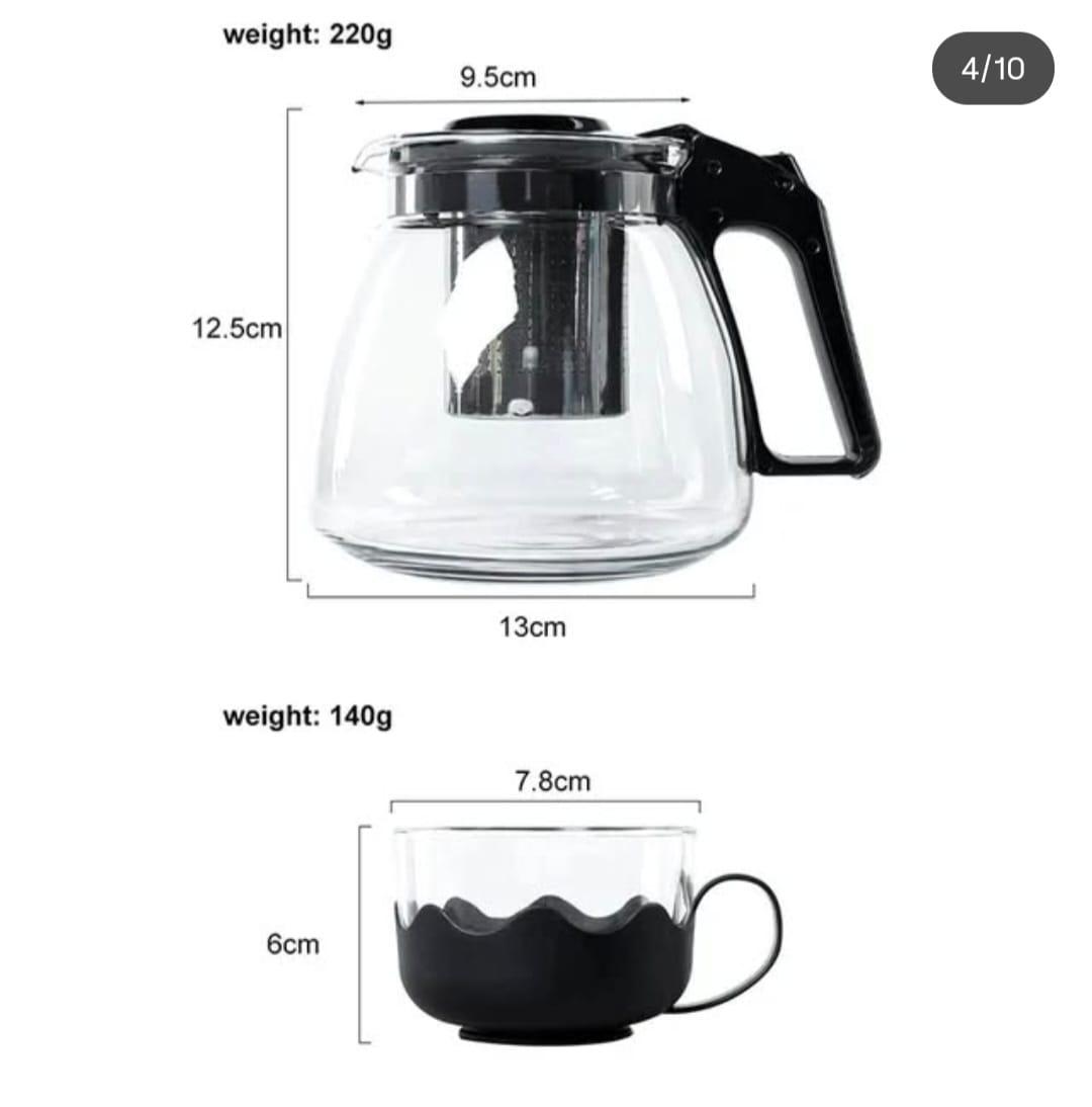 5pc Transparent Heat-Resistant Glass Infuser Tea Set