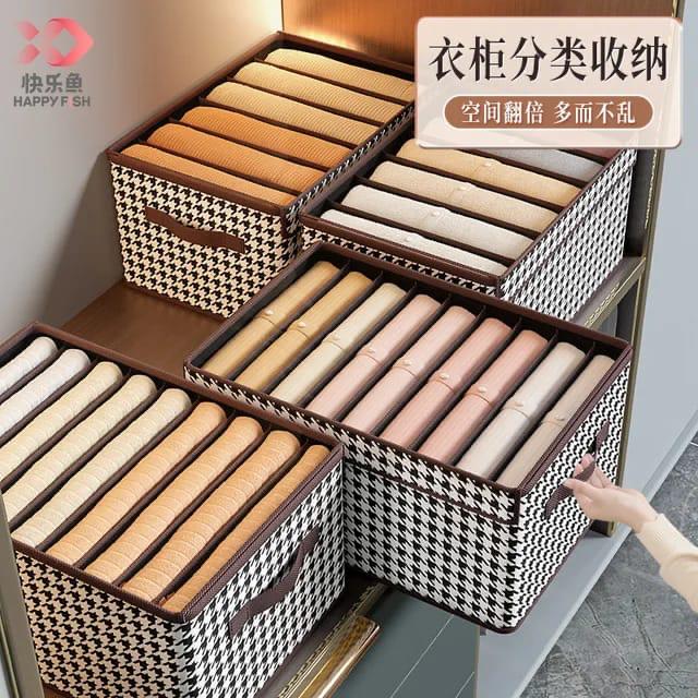 9-Grid Wardrobe & Drawer Clothes Organizer with Handles & Transparent Dust Cover