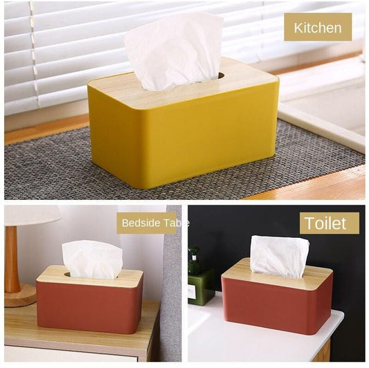 Bamboo Lid Napkin Tissue Holder / Tissue Box