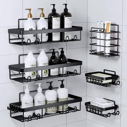 6pcs Shower Caddy Shelf – Bathroom Organizer with Adhesive Stickers