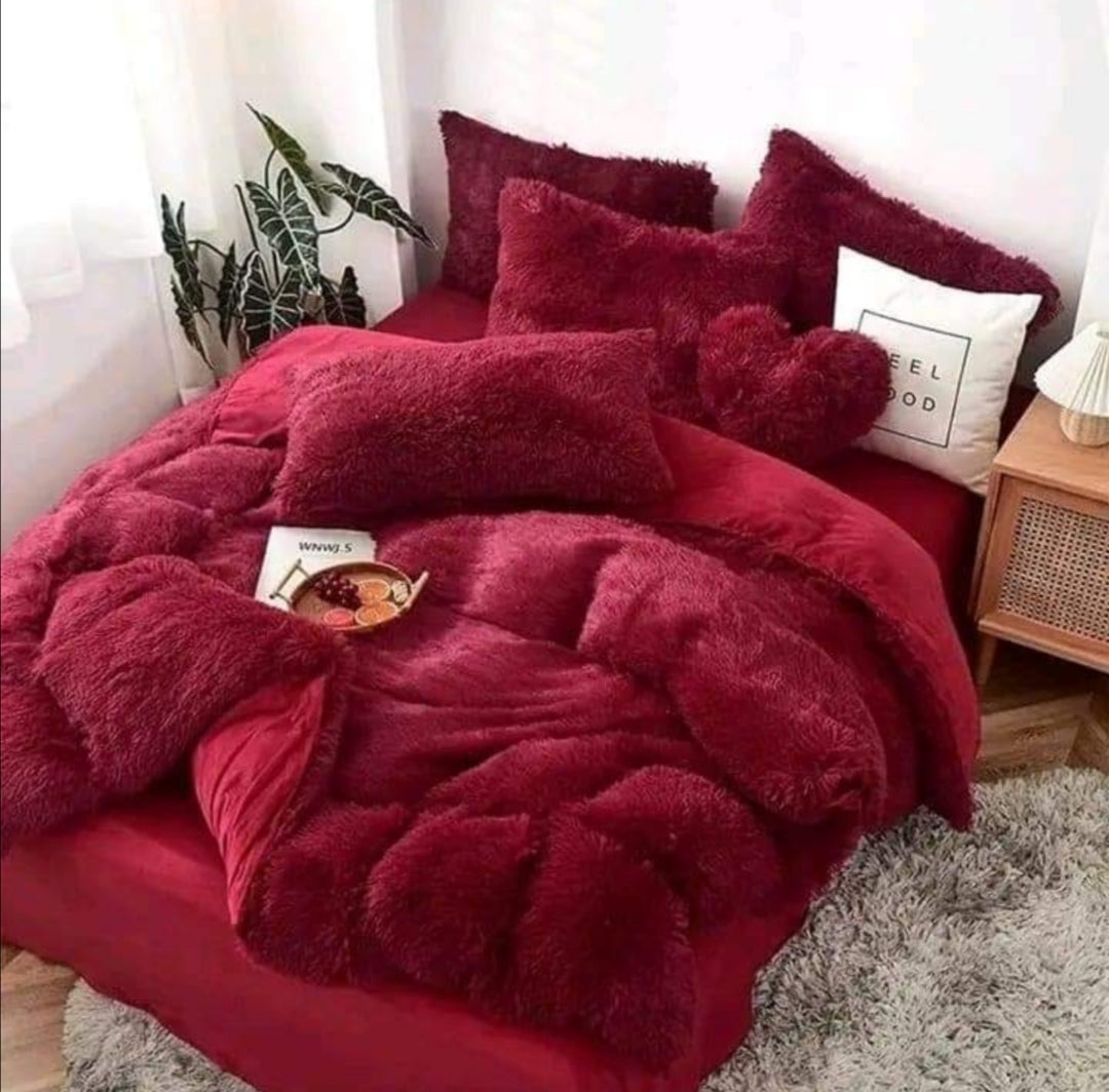 6pcs Luxury Velvet Plush Fluffy Duvet Set