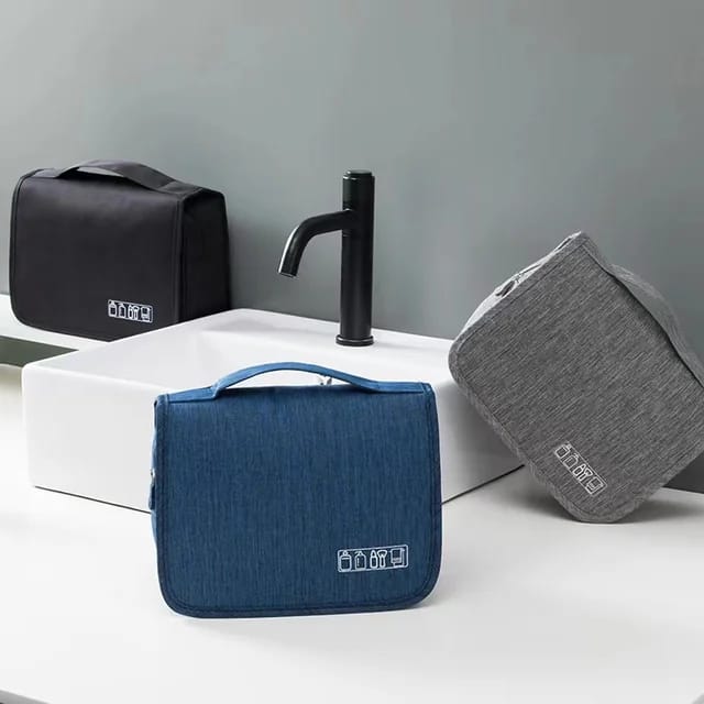Portable Hanging Cosmetic & Toiletry Bag with Hooks