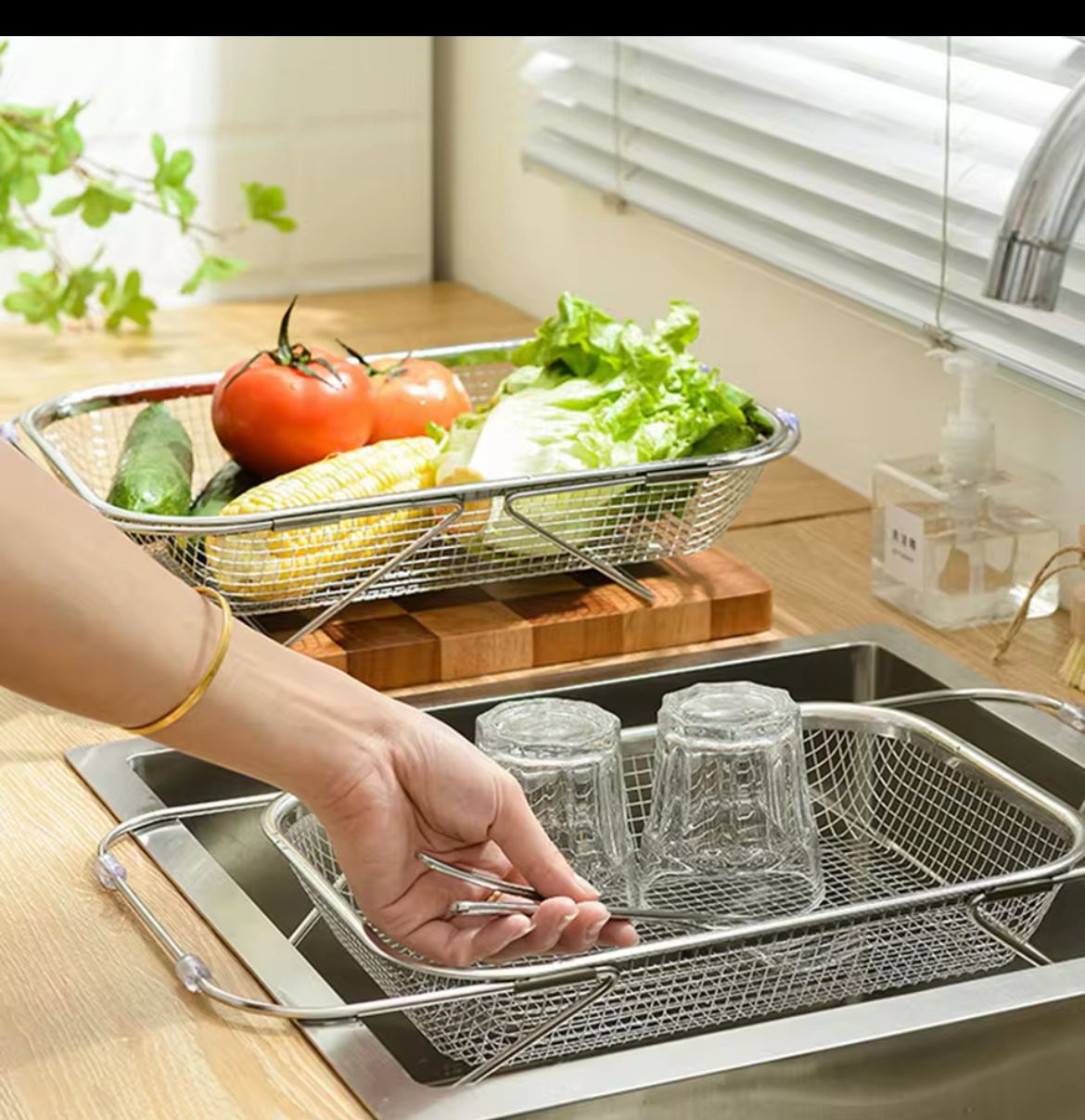 Stainless Steel Expandable Over-The-Sink Colander