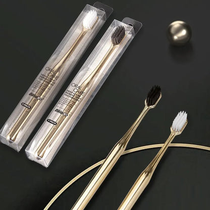 High-End Golden Bamboo Charcoal Toothbrush – Soft Bristles