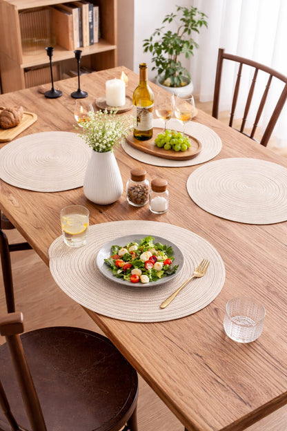 Elegant Round Woven Placemats – Set of 6