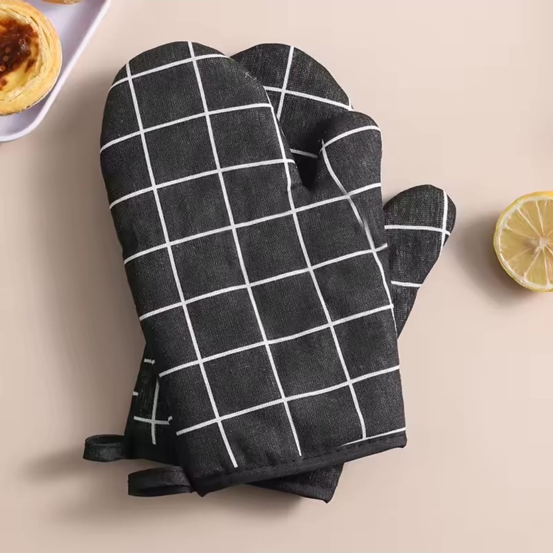 2pcs Cotton & Linen Oven Gloves
