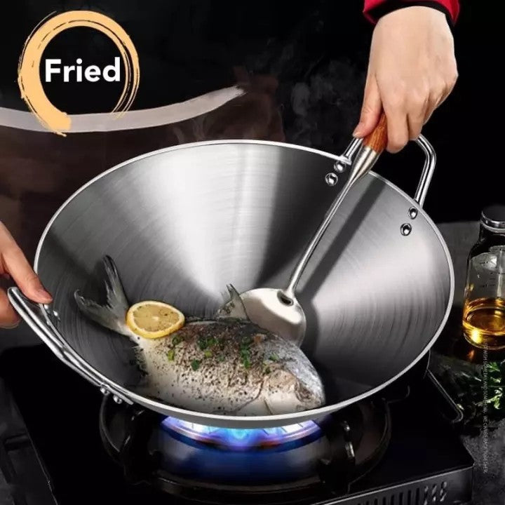 Thickened Heavy-Gauge Aluminum Wok Frying Pan