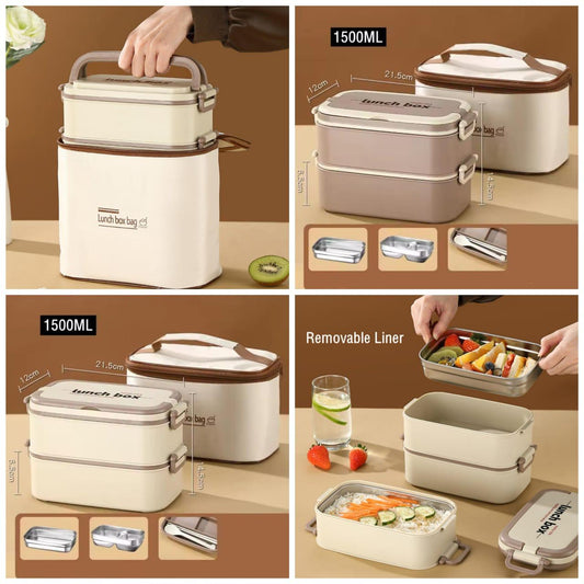 Double Layered Lunch Box with Matching Insulated Lunch Bag