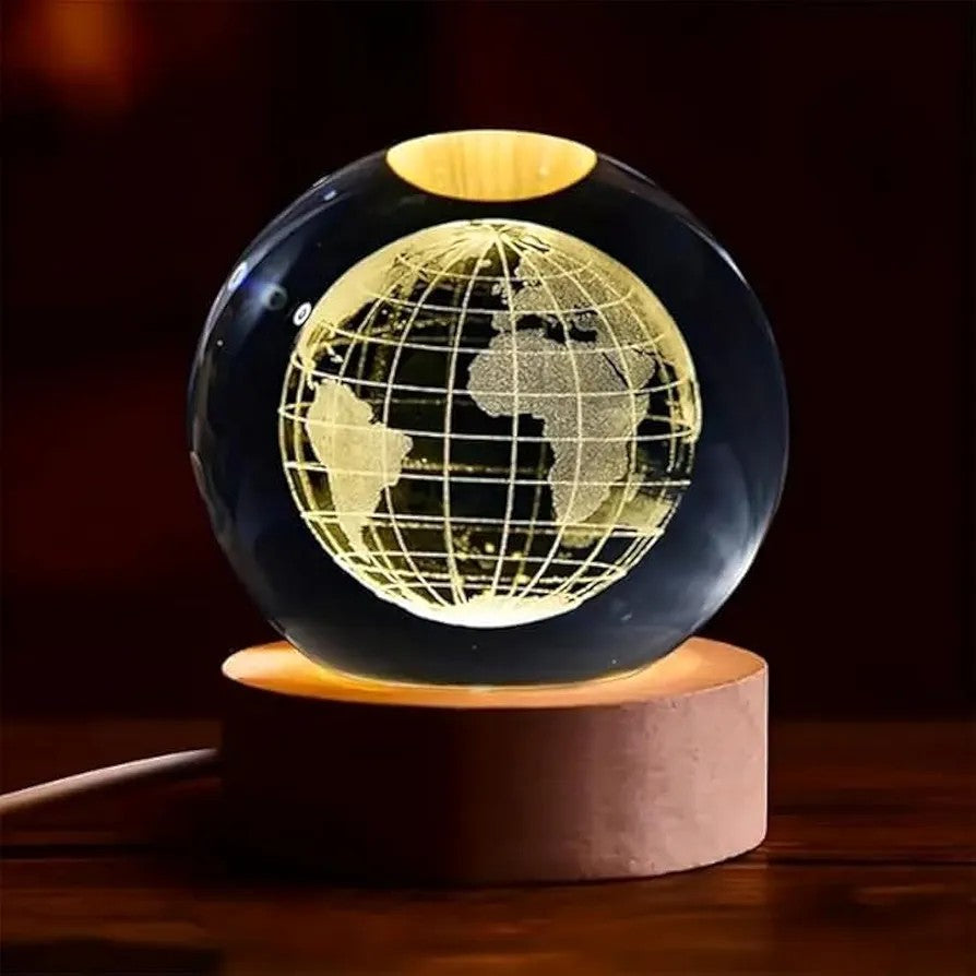 3D Earth Crystal LED Night Lamp – Warm Light