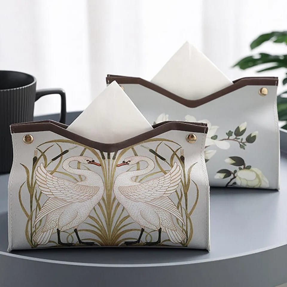 PU Leather Tissue Box Organizer