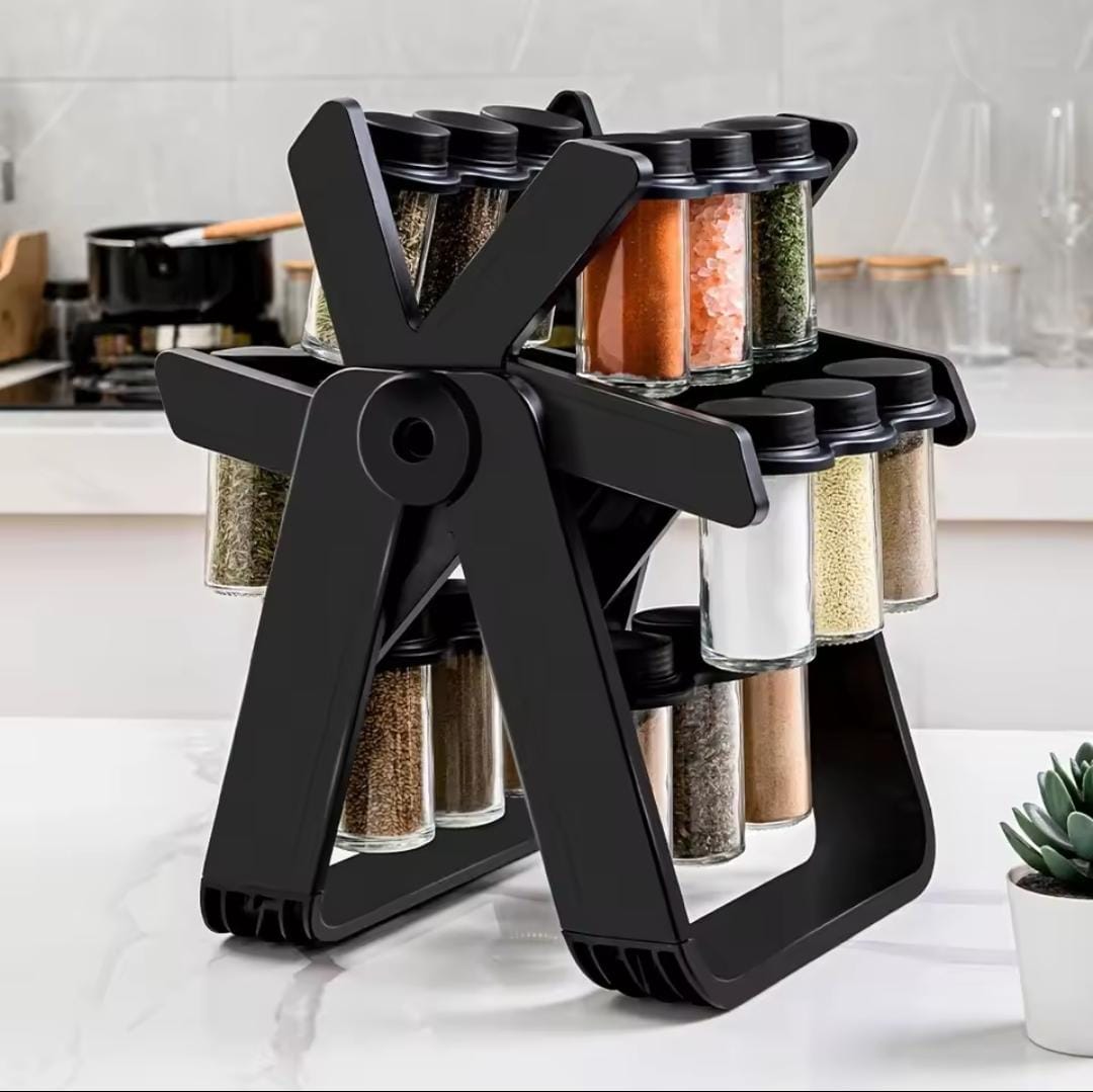 Rotary Seasoning Rack with Jars