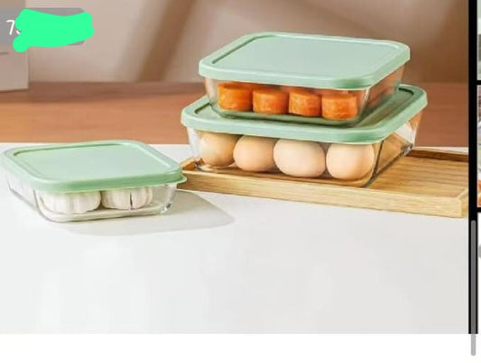3pcs Food Grade Glass Lunch Box Set