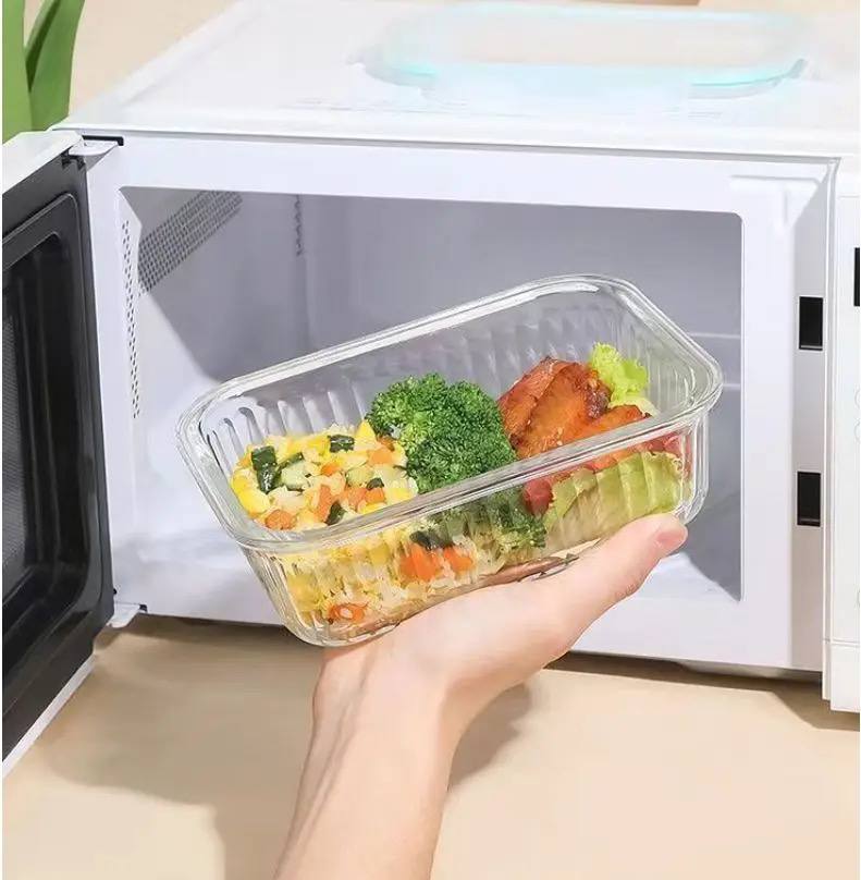 3pcs Borosilicate Ribbed Glass Food Storage Containers