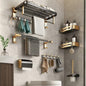 7pcs Gold Multifunctional Aluminum Bathroom Towel Storage Rack Set