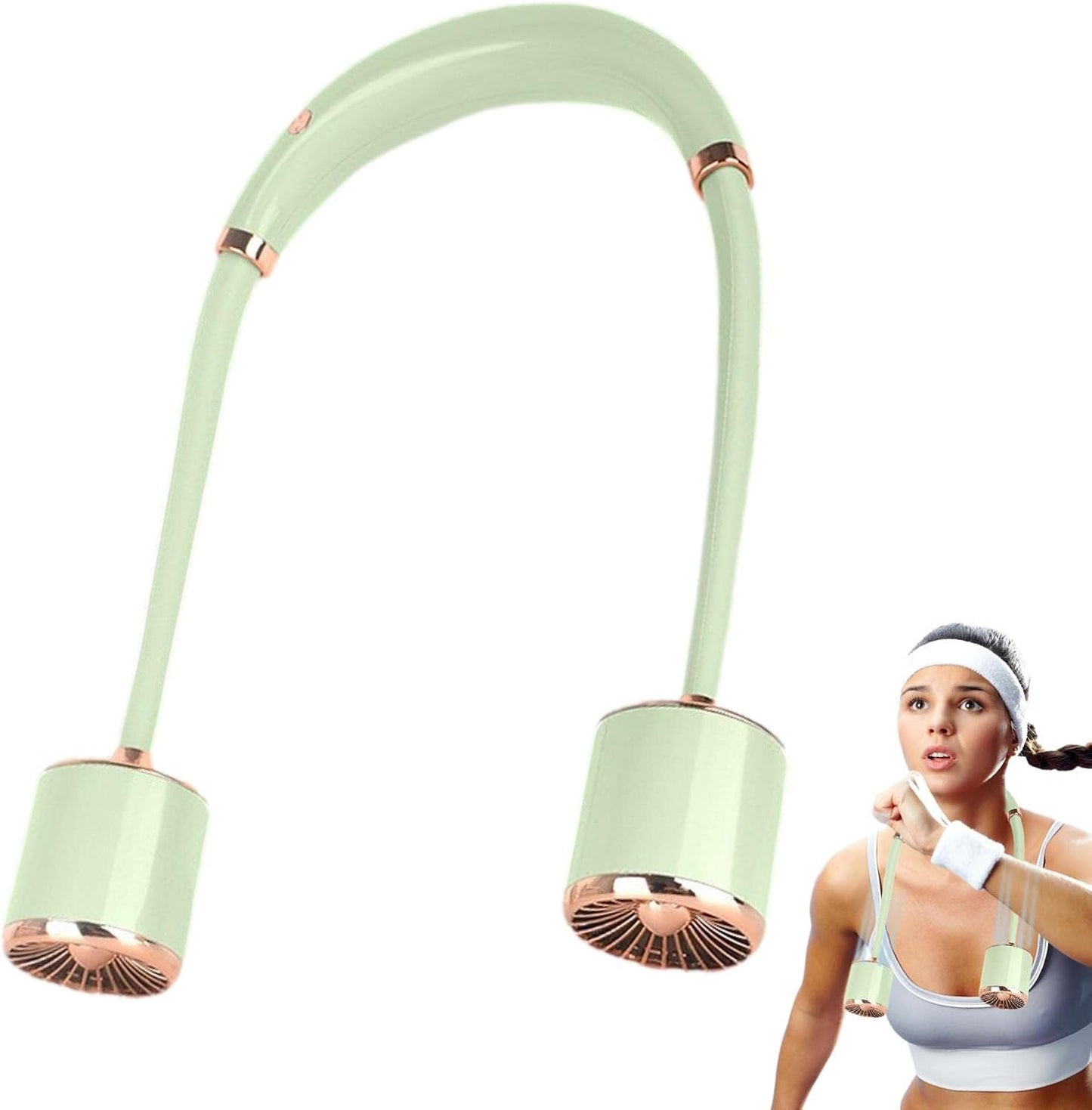 Gold Hanging Neck Portable Fan (Leafless Design)