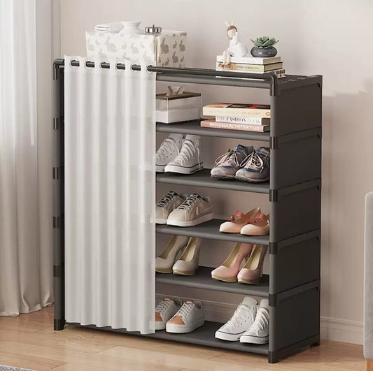 8-Layer Shoe Rack Organizer with Fabric Dustproof Cover