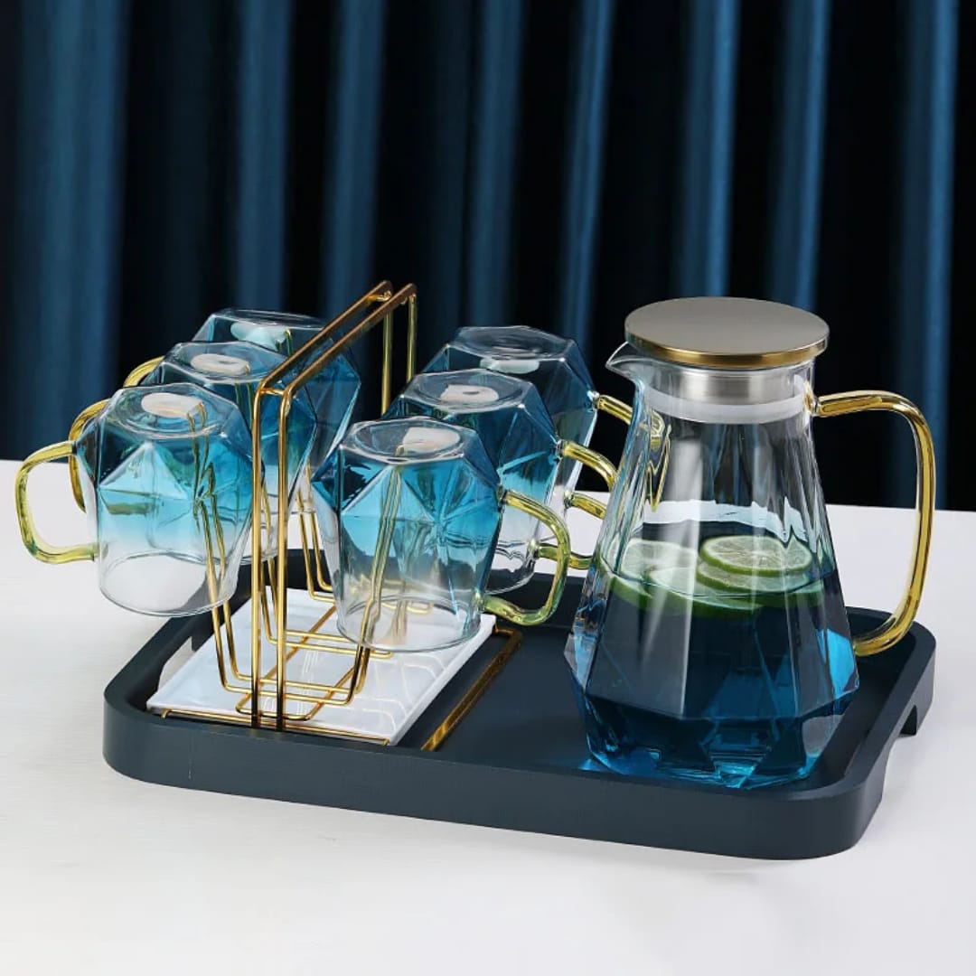 Diamond Textured Glass Teapot Set