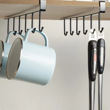 6-Hook Iron Storage Shelf – Multi-Purpose Hanging Rack