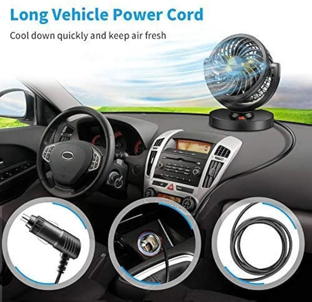 12V DC Electric Car Single Head Fan – Powerful 360° Cooling!