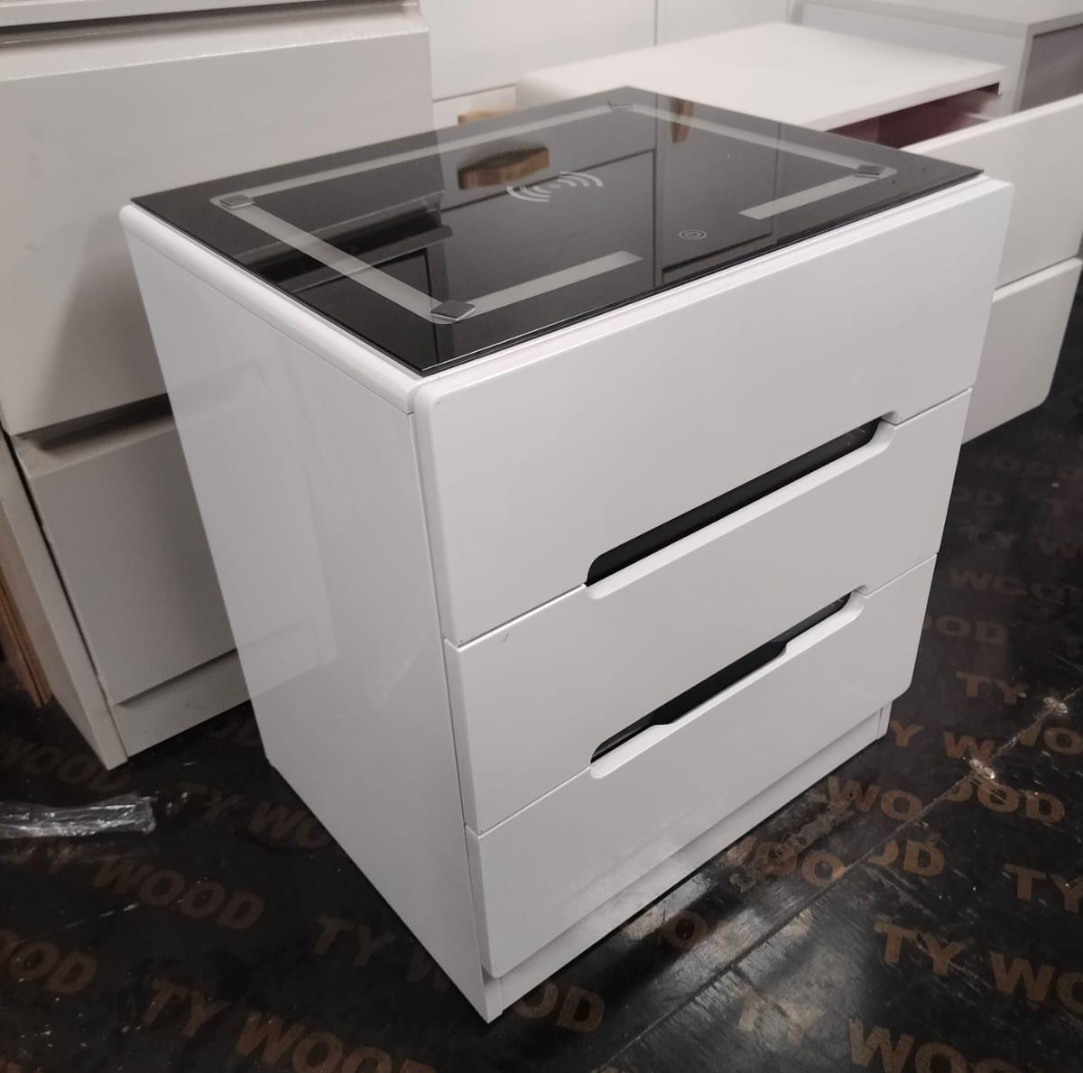 Bedside Table with LED Lighting & Smart Charging Interface