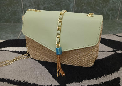 Chained Classy Woven Shoulder Bag