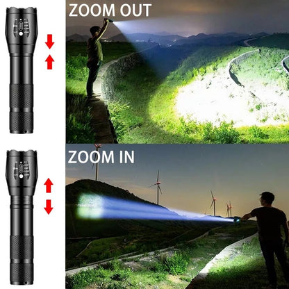 Super Bright Tactical LED Flashlight – Zoomable Torch (3 Modes) 🔦